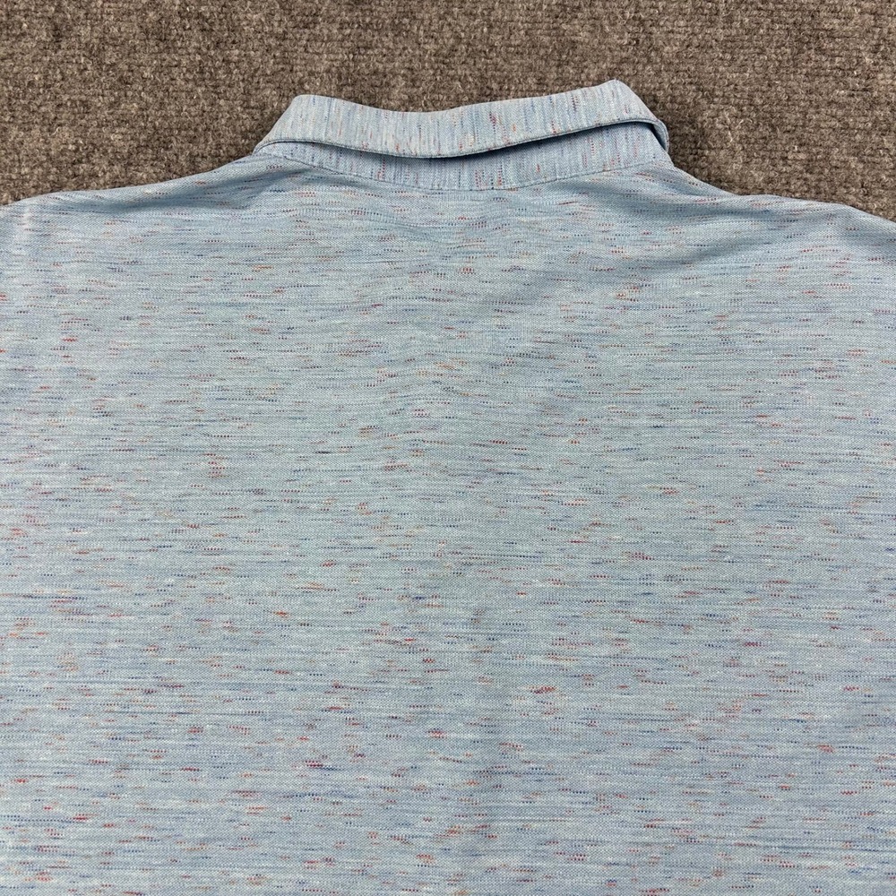 Peter Millar Polo Shirt Mens Large Blue Space Dye Performance MF18EK62S Golf - Picture 7 of 9